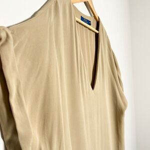 Polo Ralph Lauren Silk V-Neck Tunic Beige Dress Women’s Sz 14